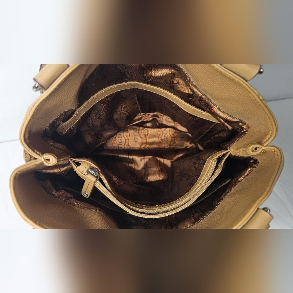 Tigananello Brown Pebbled Leather Handbag Purse Tote - Picture 9 of 15